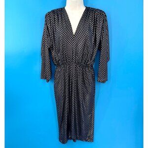 VINTAGE TAURUS NITES PETITES BLACK & METALLIC SILVER PRINT DISCO PARTY DRESS - 4